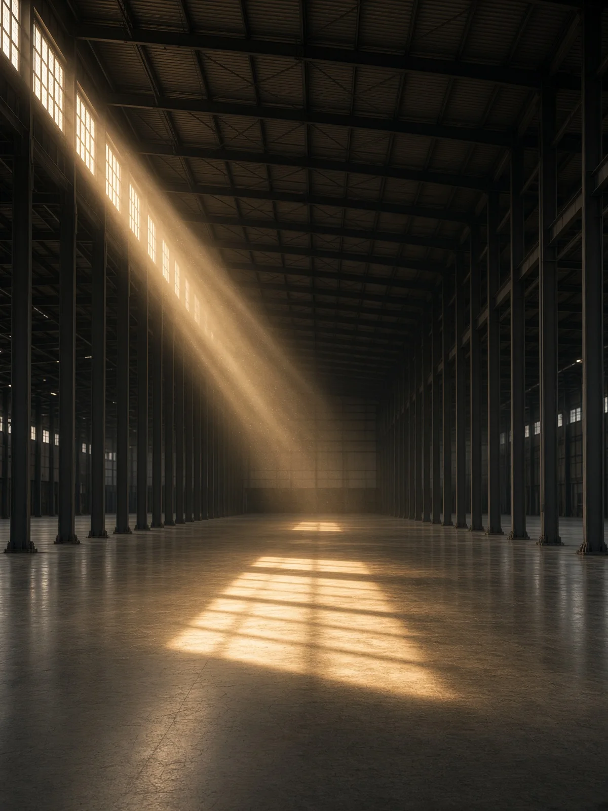 Illustrative view of a large industrial interior